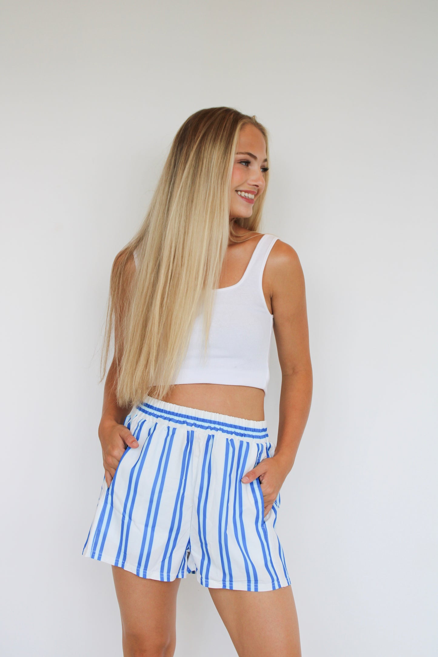 Blue Candy Striped Boxer Shorts